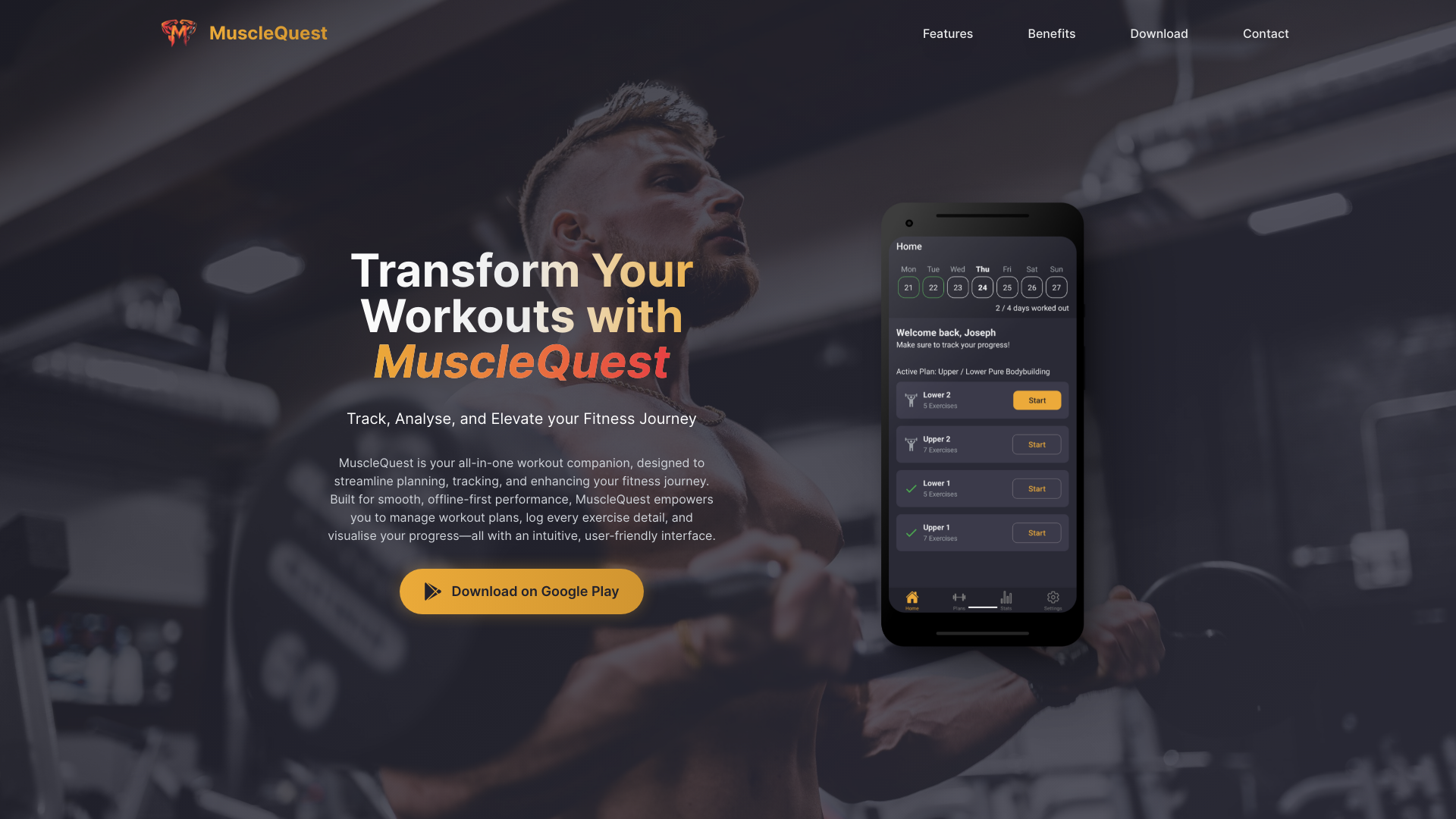 MuscleQuest Fitness App